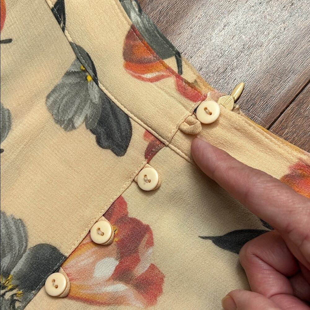 Vintage Express Floral Tea Length Skirt in Peach and Multicolor Flowers, Size XS - Picture 13 of 13